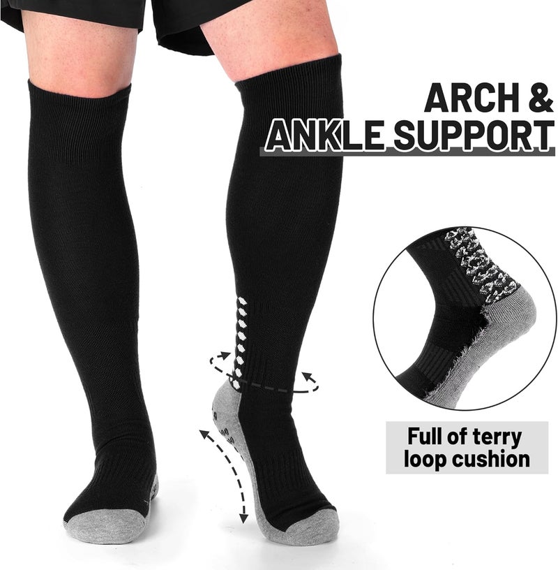 Ultrafun 2/4 Pairs Grip Soccer Socks Non Slip Knee High Compression Soccer Football Socks - Image 4
